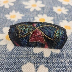 Vintage Beaded Lipstick Case 80's Snap Shut